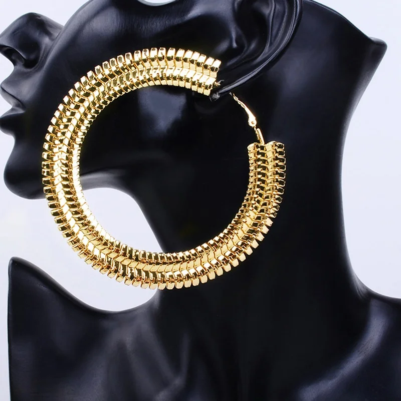 

Trendy Super Big Round Hoop Earrings For Women Punk Nightclub Fashion Jewelry Gifts Statement Bamboo Circle Earrings Jewelry