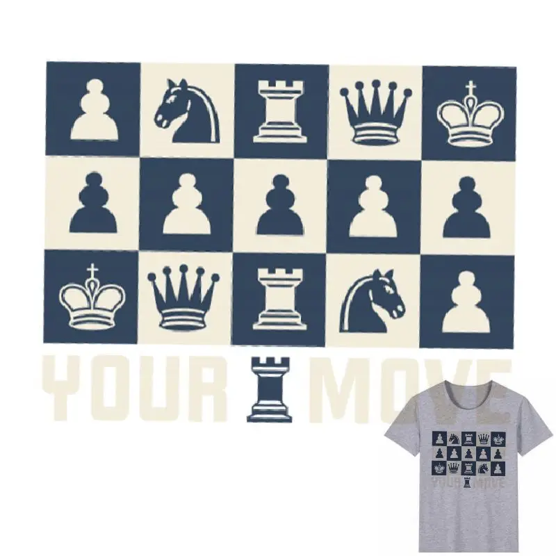

25x19cm International chess Iron On Patches Stickers Washable Appliques A-level Heat Transfer For DIY T-shirt Accessory Clothes