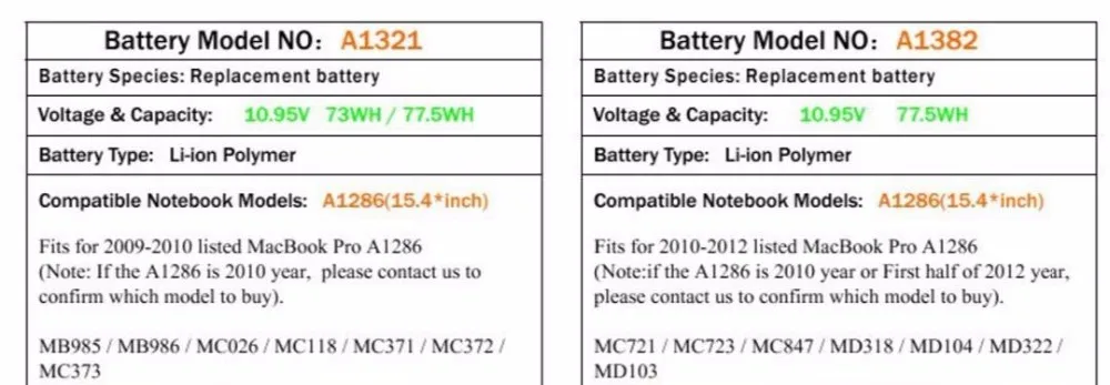 A1321 020-6766-B Аккумулятор для ноутбука Apple MacBook Pro 1" A1286 2009 Mid-2010 Версия