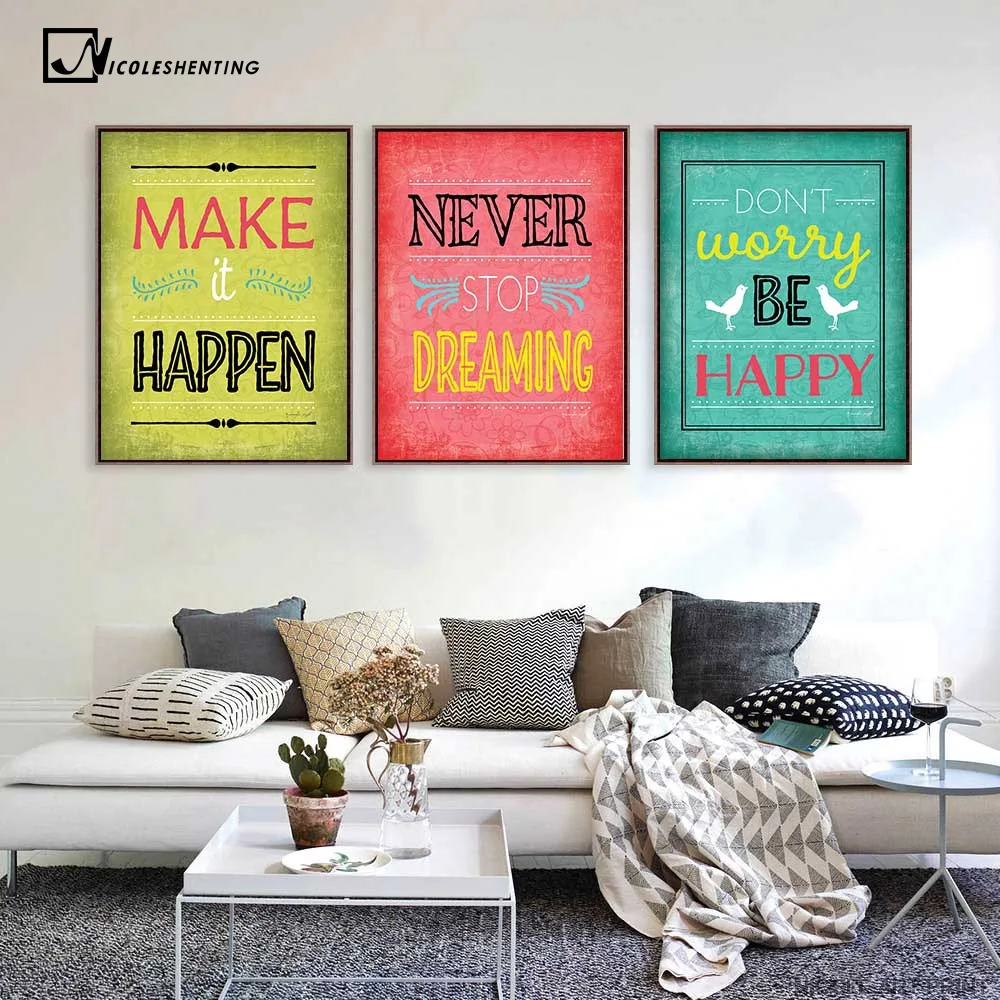 Motivational quotes art kanvas vintage poster lukisan minimalis inspiratoinal pendidikan gambar modern home office room decor di painting calligraphy dari