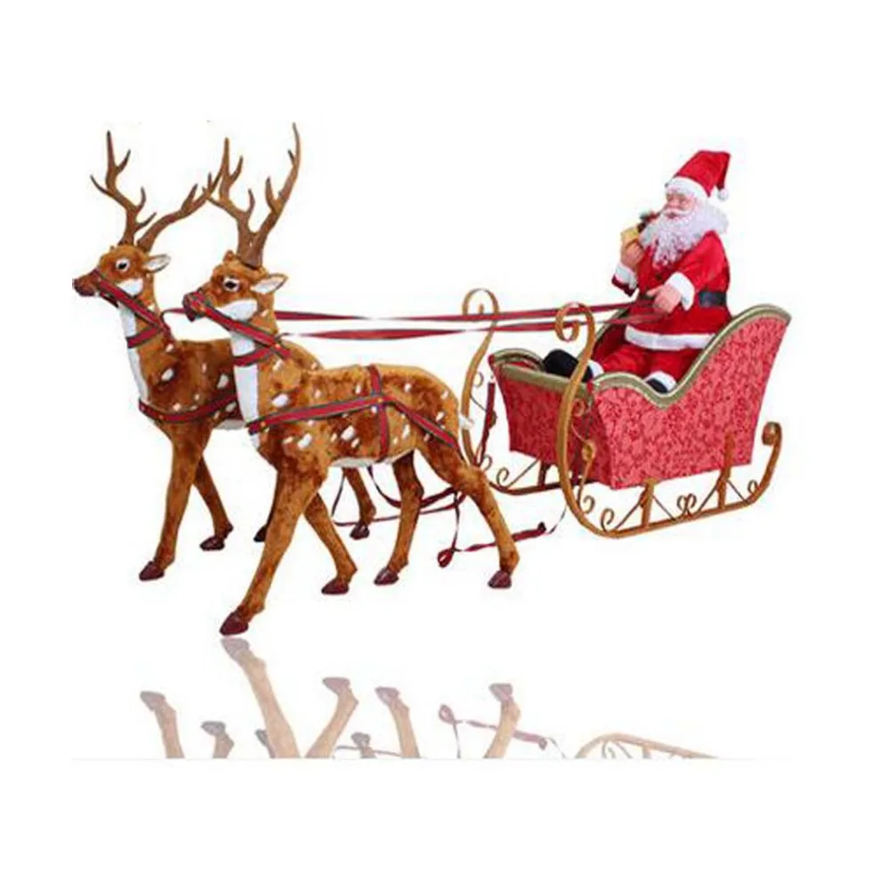 Medium Christmas deer carts Large scene arrangement old car sledges