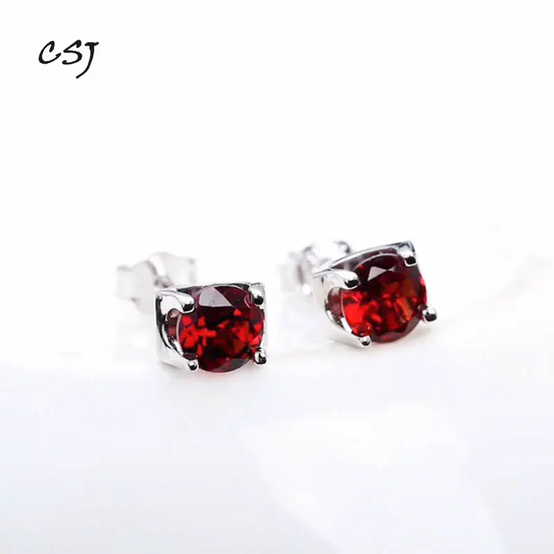 

CSJ Fine Jewelry Stut Earrings with 925 sterling silver Fancy Tourmaline for lady Wedding Engagement Valentine Party gift box