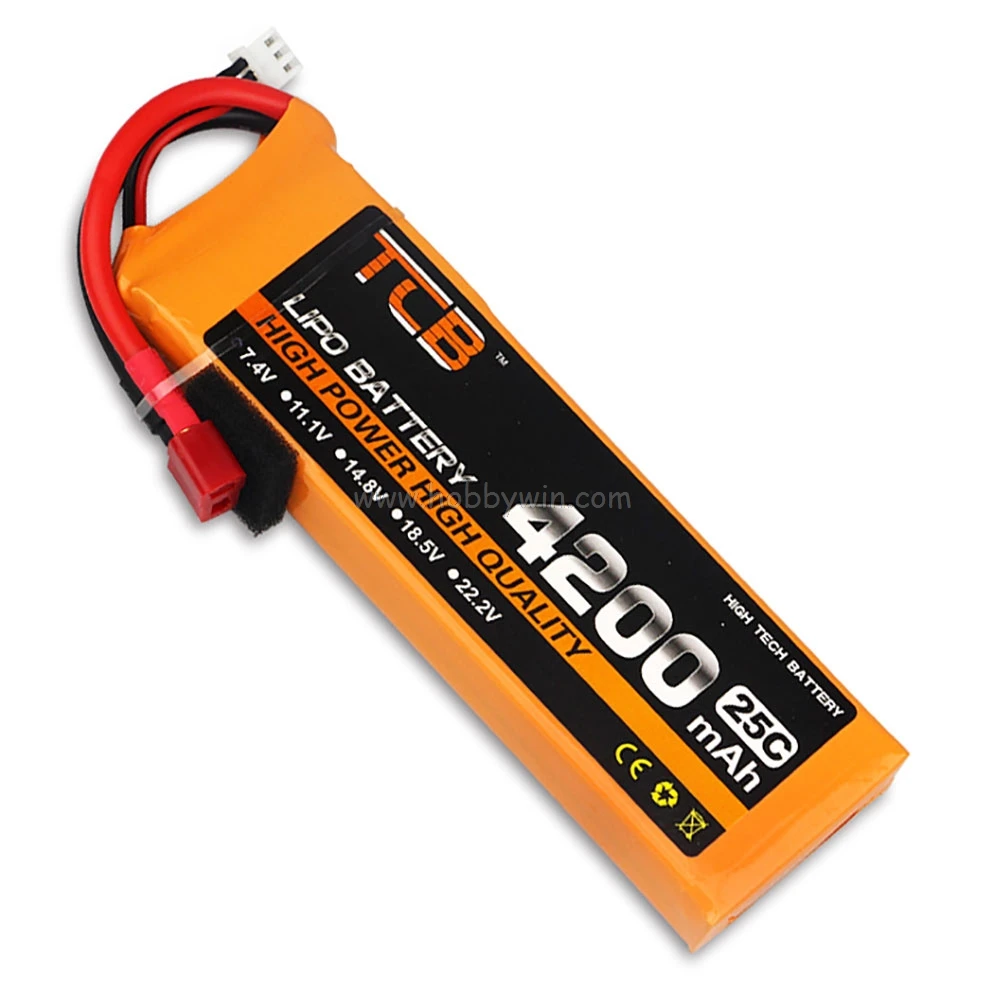 7.4V/2S 4200mAh 25C LiPO Battery deans T plug Burst 40C RC model
