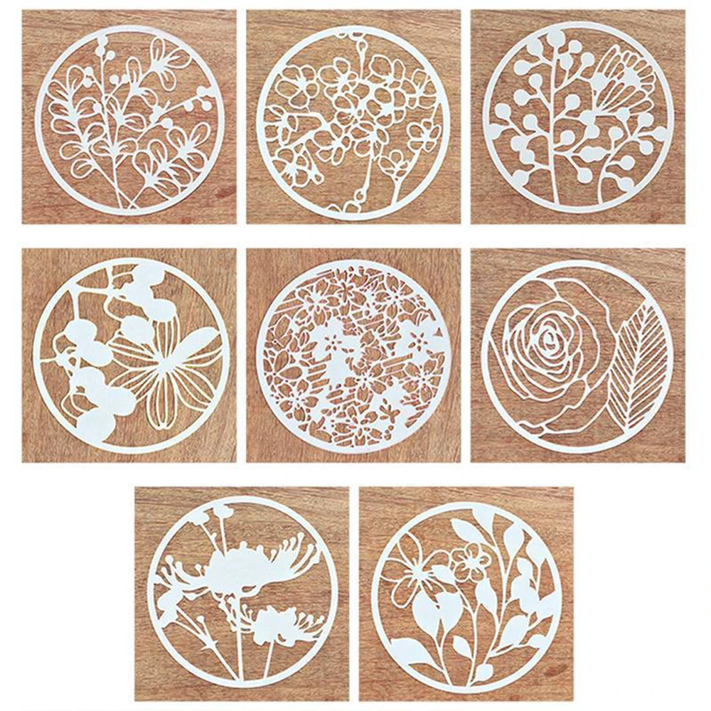 

Ufurty 8Pcs Round Flower Template Hollow Layering Stencils For Wall Painting Scrapbooking Stamp Album Decorative Embossing Card
