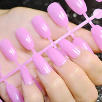 

New Arrival False Coffin Nails Pure Light Purple Medium Size Candy Fake Nail Design Art Manicure Accessories Tool 142B