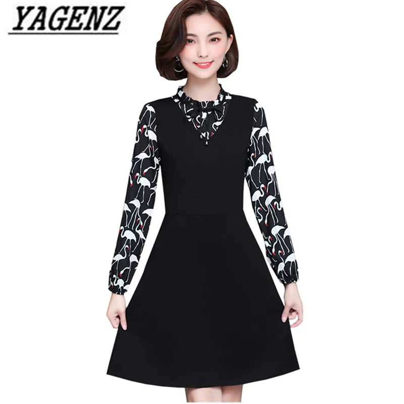 Large size 5XL Fake two piece Women Dresses Young clothing 2018 Spring