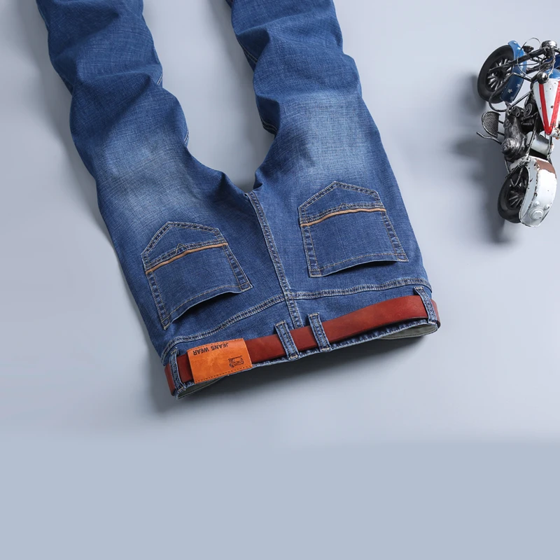 Мужские тонкие модные деловые брендовые стильные тонкие прямые джинсы высокого качества из хлопка повседневные мужские Стрейчевые джинсовые брюки больших размеров 28-38