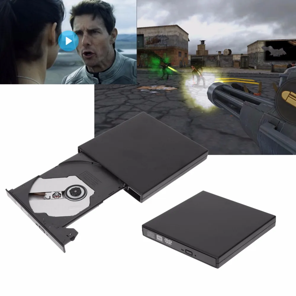 New Hot Sale External Black USB Slim 8x DVDRW DL DVD CD RW Burner Writer font