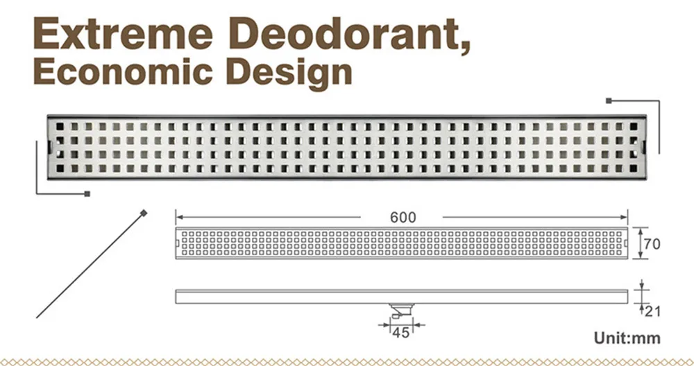 Матовый трап 60 см 80 см 100 см решетки отходов линейная плитка вставка дезодорирующий Тип длинный слив душ слив 304SUS