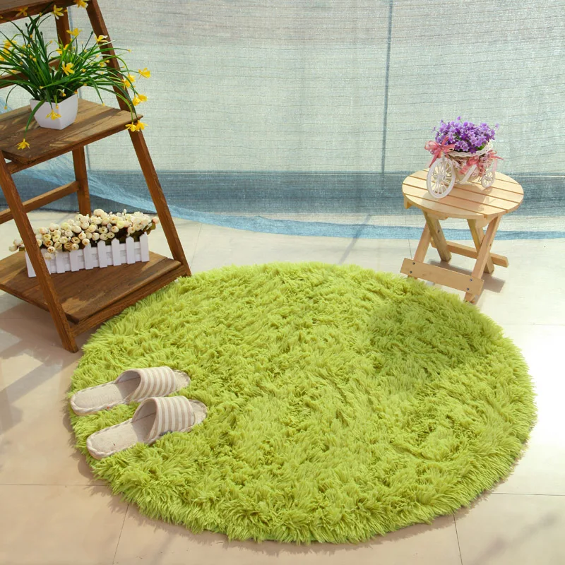 Пушистый круглый ковер, ковры для гостиной, ковер из искусственного меха для детской комнаты, Длинные Плюшевые Коврики для спальни, мохнатый ковер, белый 30 - Цвет: Green