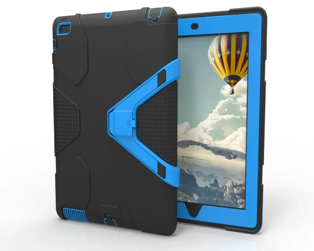 10 шт./ модный силиконовый чехол для iPad 2/3/4 роскошный противоударный 360 Полный корпус защитный чехол в виде геометрических фигур поддержки оболочки - Цвет: Black and blue