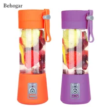 Behogar 380ML USB Mini Portable Rechargeable Fruit Vegetable Lemon Juice Drink Blender Shaker Mixer Bottle Milkshake Squeezer