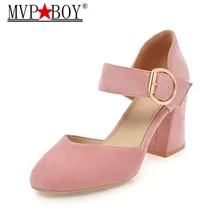 MVP BOY New Arrivals Plus Size 34-43 Slip On Summer Mary Janes Pumps Women Shoes Sweet Square High Heels Date Shoes Woman doratasia 2018 large size 30 47 candy colors square heels mary janes women shoes woman pumps date girls pumps shoes