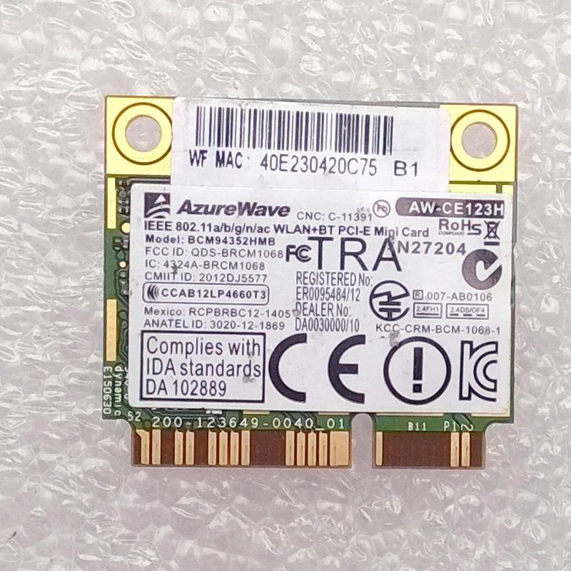 New OEM Asus 0C011-00110000 BCM94352HMB 802.11a/b/g/n/ac BT PCIe Half AW-CE123H 