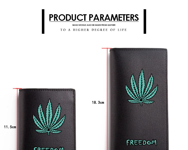 Jamaican Reggae Leaves Wallet Black Long Men Purse Short Bilfold Carteira Leaves Pattern Wallets (1)