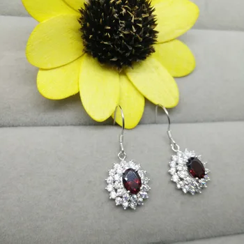 

Multicolored jewelry Natural Garnet Earrings 925 fine silver earrings wholesale paragraph one generation