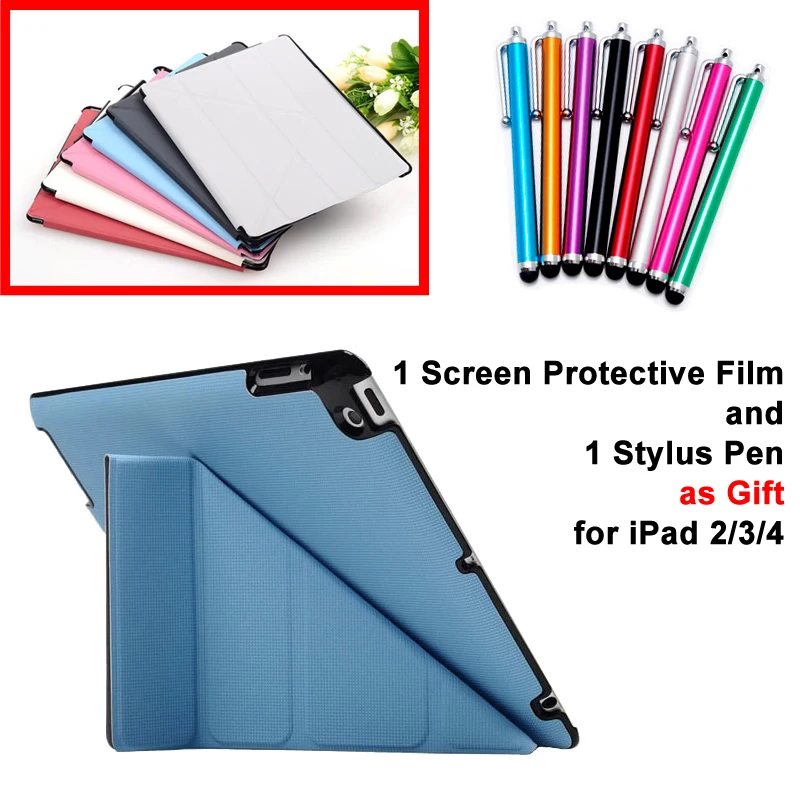 

Case for Apple iPad 2 3 4 PU Leather Smart Stand Case Cover for iPad2 iPad3 iPad4 with Stylus Pen as Gift