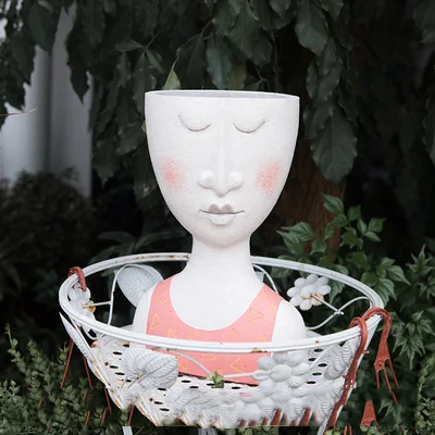 Современная керамическая скульптура для портрета с лицом человека, цветочный горшок, украшения для балкона, сада, украшения, сушеная ваза для цветов, мебель - Цвет: style3
