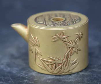 

65MM/2.6" Collection Chinese Fengshui Brass Exquisite Bamboo Eight Diagrams Inkstone Drop Water-drop Book Drop 251g
