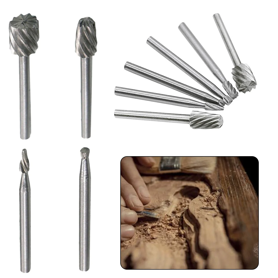 

6pcs Rotary Tools HSS Mini Drill Bit Set Grinding Bits Milling Cutters for Wood Carving Cut Tools Kit
