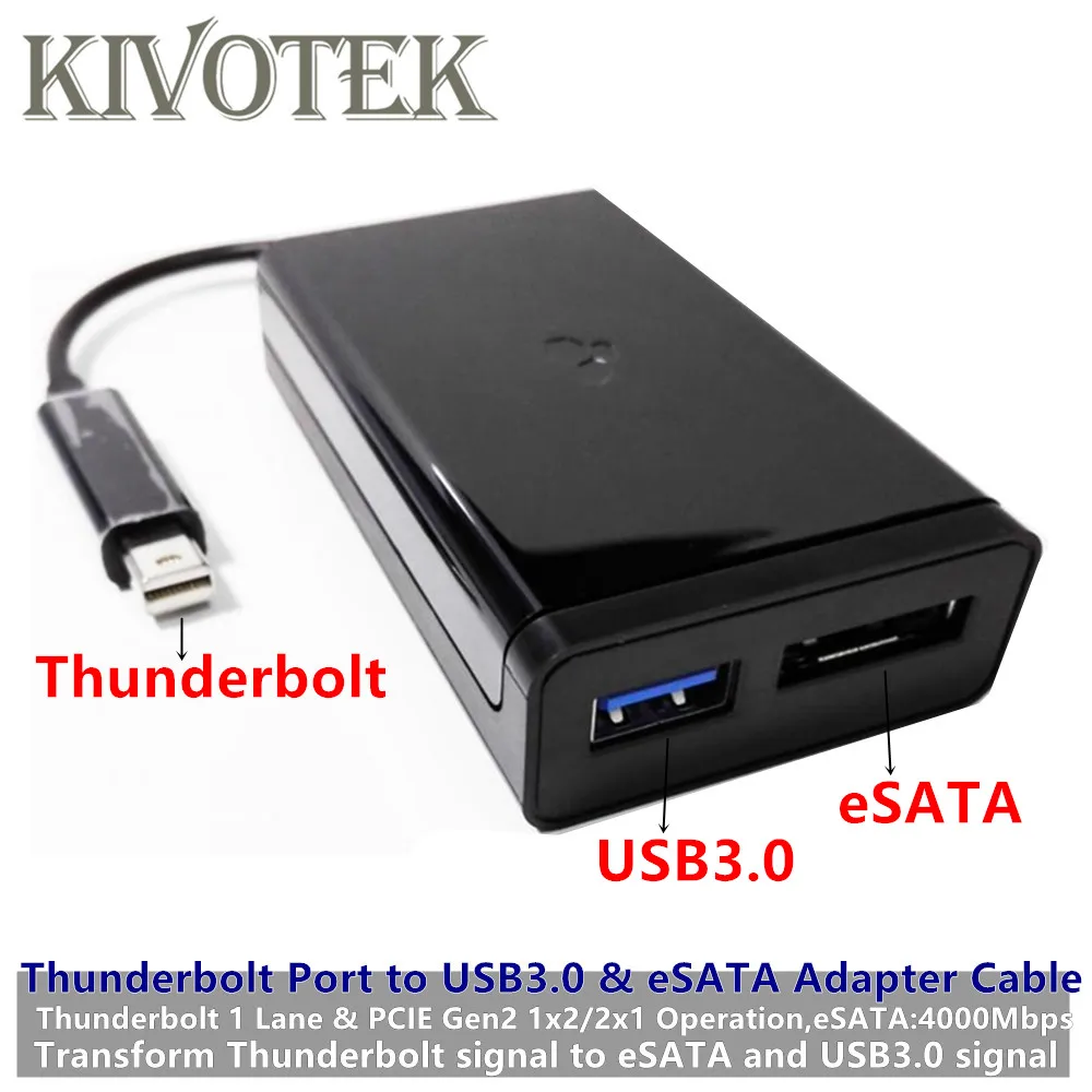Thunderbolt Port to USB3.0+eSATA Hard Disk Drive Converter Adapter Cable TBT10Gbp PCIE2.0 for