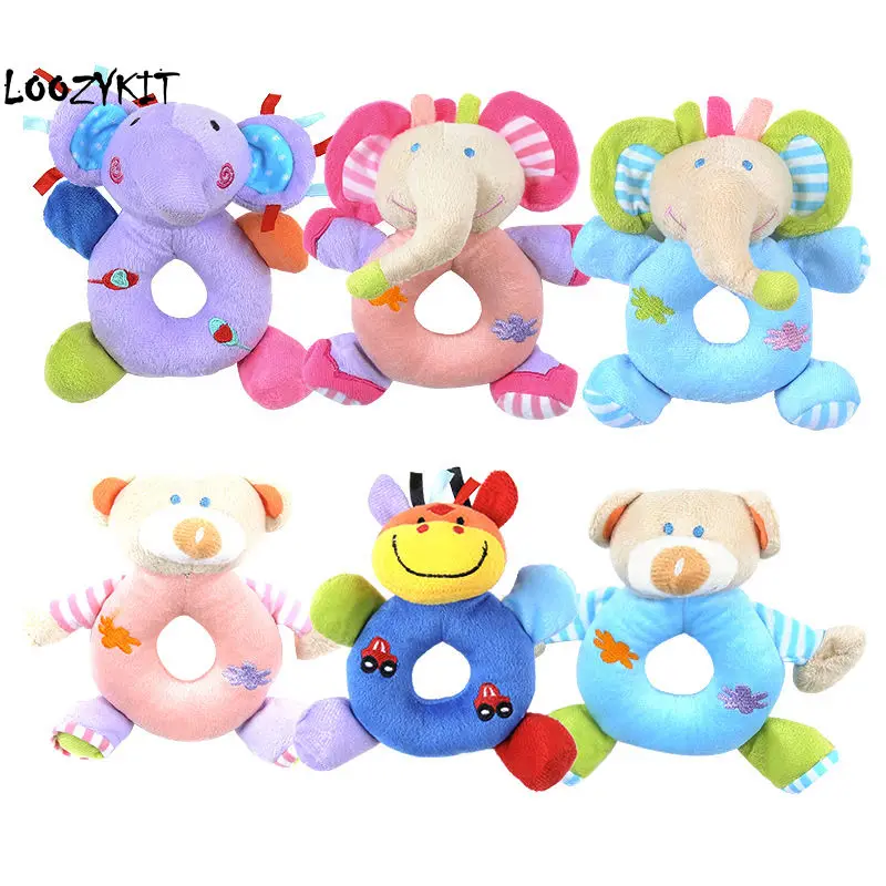

Loozykit Baby Rattles Mobiles Cartoon Toys Baby Animal Hand Bell Cute Elephant Rattle 0-12 Months Toys Early Learning Education