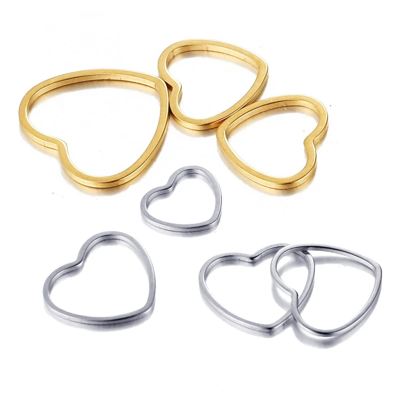 10pcs/lot Gold Stainless Steel Heart Charms Connectors fit Necklace