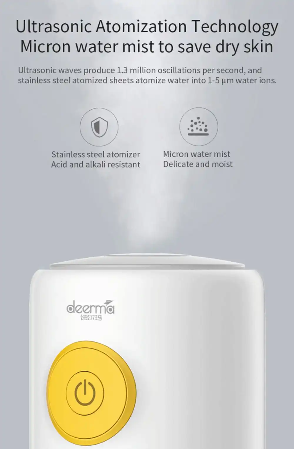 Deerma Mini USB Air Humidifier Mute Home Bedroom Protable Aromatherapy Machine from Xiaomi youpin- White