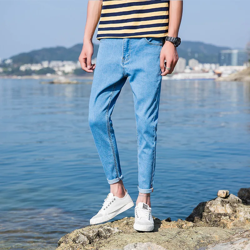 Fasion Casual Loose Men Jeans Pants Mid Pencil Pants Ankle lenght Pants