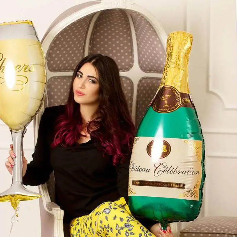 Большой размер 2 шт./лот бокалы для шампанского пивная бутылка надувные шары из алюминиевой фольги Гелий Свадьба День рождения домашние шары для украшения Globos