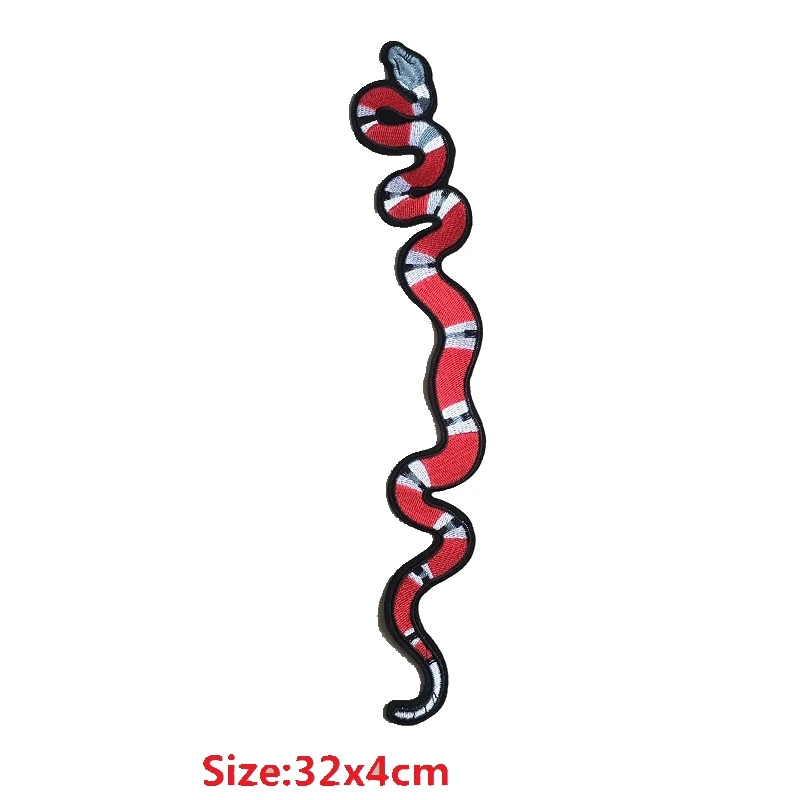 Воротник змея термонаклейки аппликация, вышитые мотивы патч для одежды футболка DIY украшения лоскутное 1 шт - Цвет: Красный
