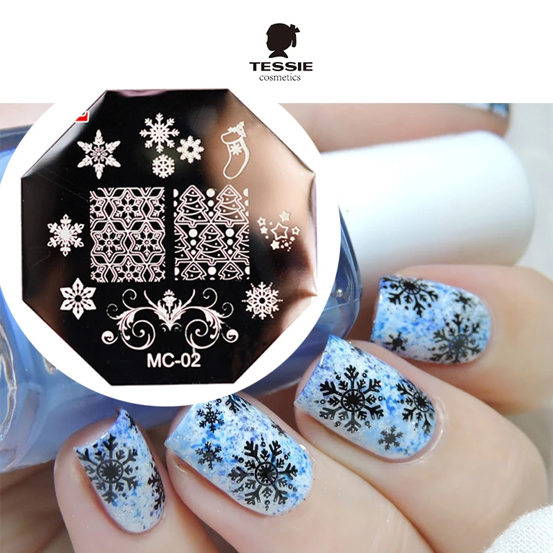 tessie shop Christmas Nail Stamping Template Xmas Pattern ...