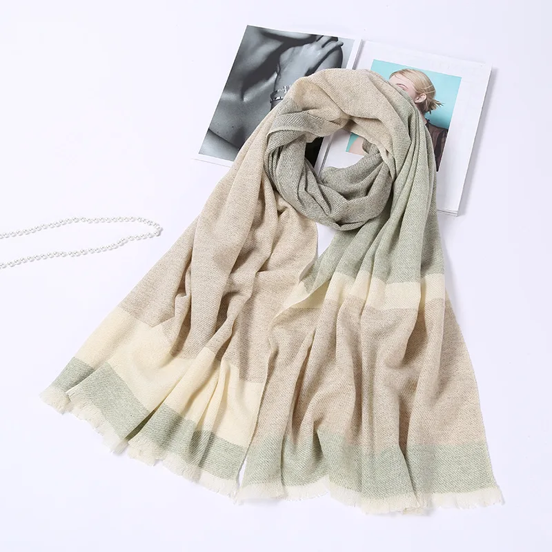 Модный шерстяной зимний шарф, женский шарф в клетку, толстые брендовые шали и шарфы для женщин