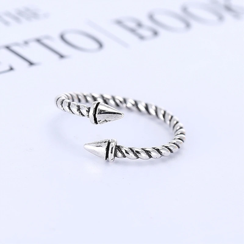 

Arrow Retro 925 Sterling Silver Creative Literary Temperament Personality Fashion Female Resizable Opening Rings SRI164