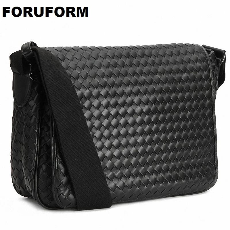 

Fashion Korea Style Hot Men Messenger Bags Original Design Leather Water-proof Bag Men's Cross Weave Travel School Bags LI-1034
