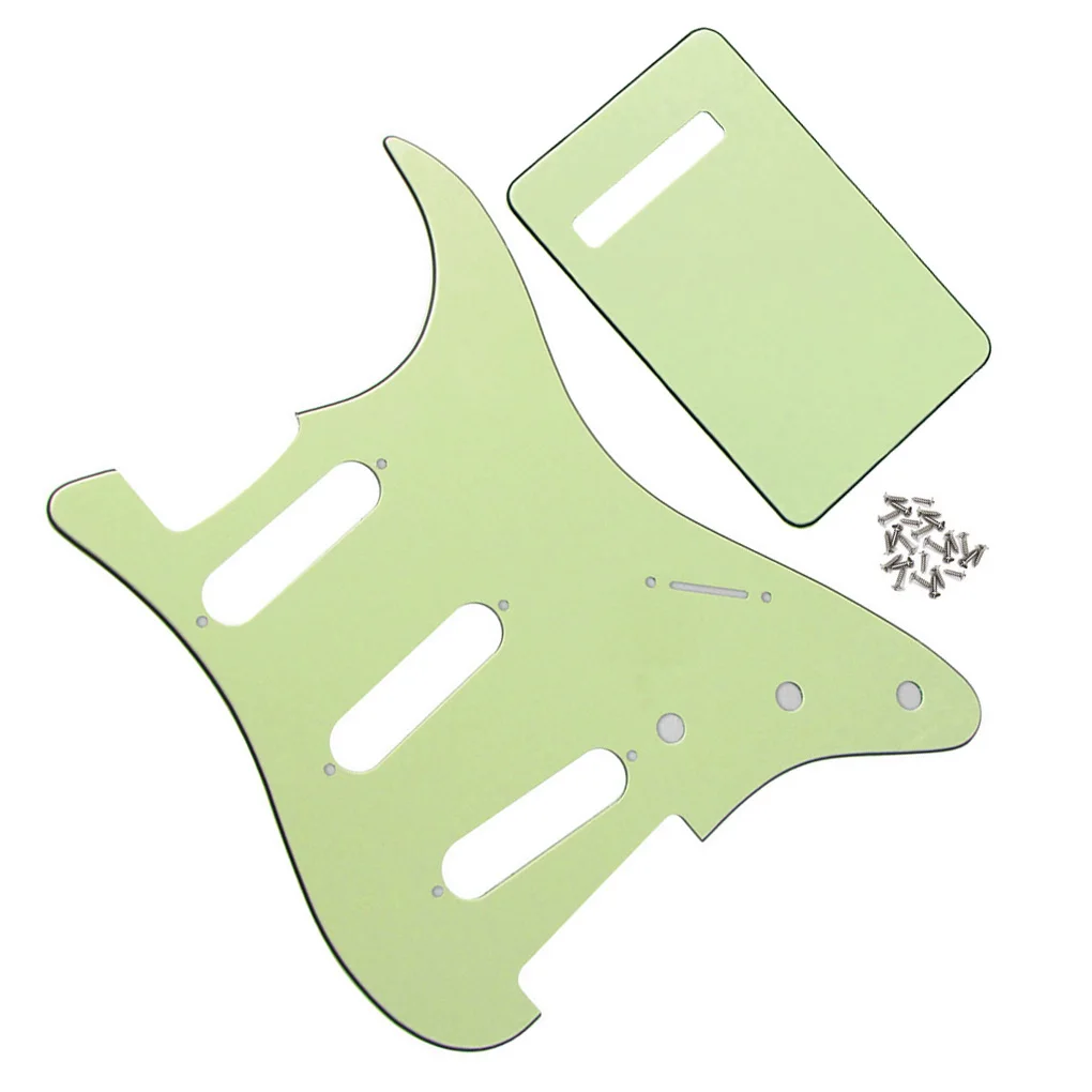 

FLEOR NO Mounting Hole Mint Green 3Ply Back Plate Guitar Pickguard SSS For FD Strat Guitar Parts
