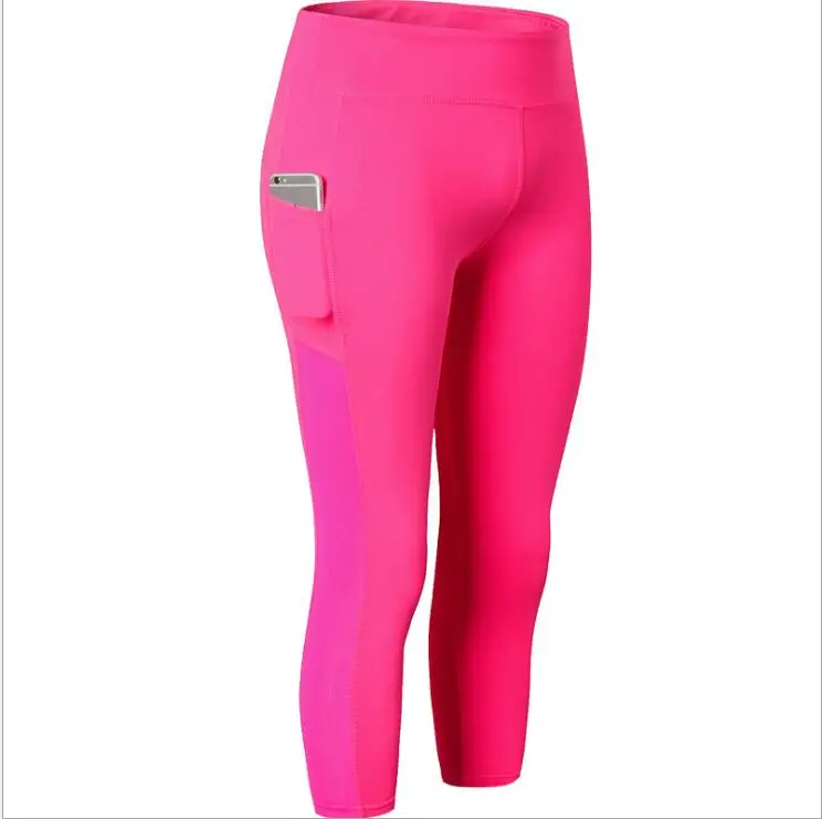 Новые облегающие леггинсы с высокой талией для женщин, Одежда для танцев размера плюс, сетчатые Лоскутные штаны без ног с небольшим карманом, женские штаны gotico - Цвет: pink