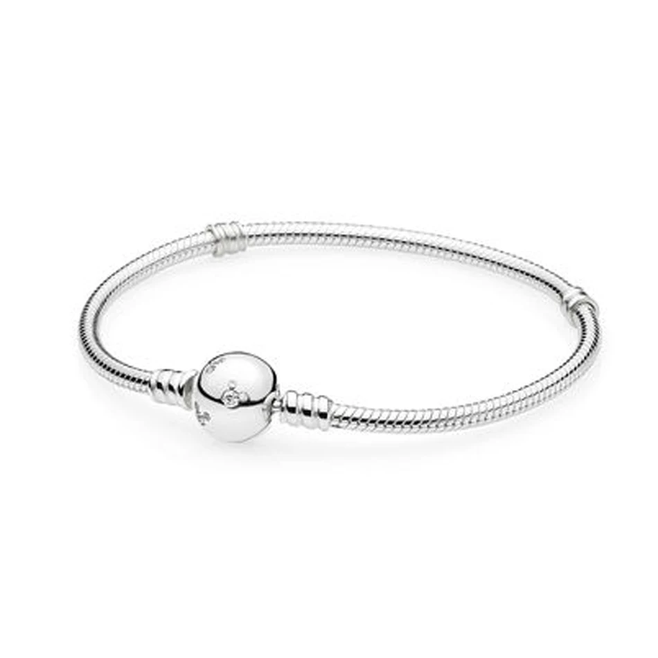 

925 Sterling Mickey Bracelet For Women Signature Clasp with Crystals Girl Gift fit Lady Bead Charm Pendant