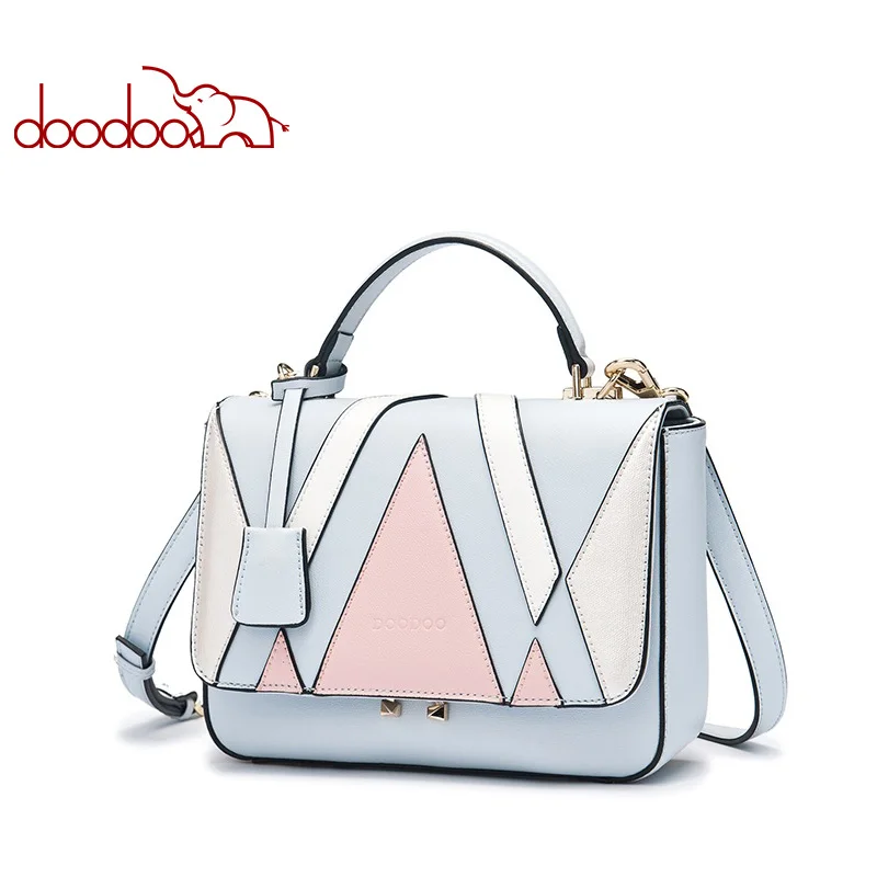 

DOODOO Brand Fashion Women Bag Female Shoulder Crossbody Bags Ladies Artificial Leather Geometric Pattern 2 Color Messenger Bags