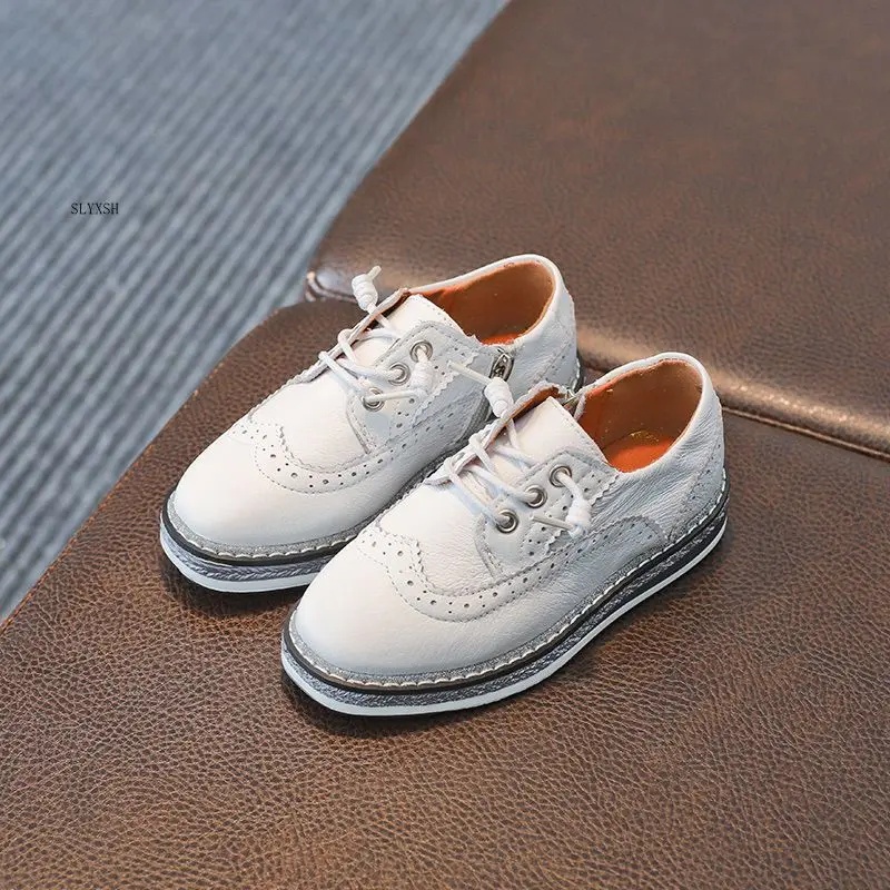 

SLYXSH boys shoes 2019 new casual children shoes Genuine leather little kids shoes for girls spring autumn shoes