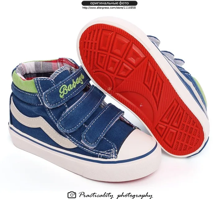 2016 New Jeans Children Shoes Brand Autumn Canvas Patchwork Hook Loop Rubber Kids Shoes Fabric Blue Navy Red Girls  Boys Sneaker 484 (5)