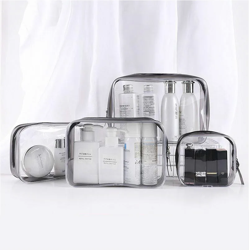 Classic Transparency Storage Bag Wash Cosmetics Supplies Luggage Organizer Bathroom Travel PVC Portable Packing Waterproof Bags