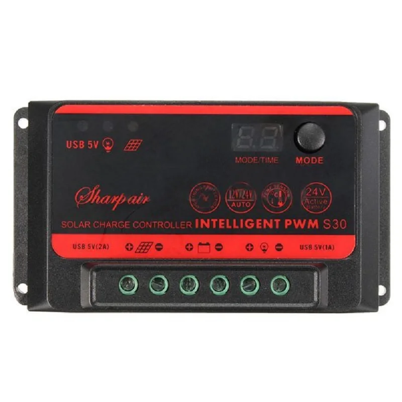 

Solar Panel Battery Charge Controller 30A LCD Solar Panel Regulator Battery Charge Controller PWM Auto 12V 24V