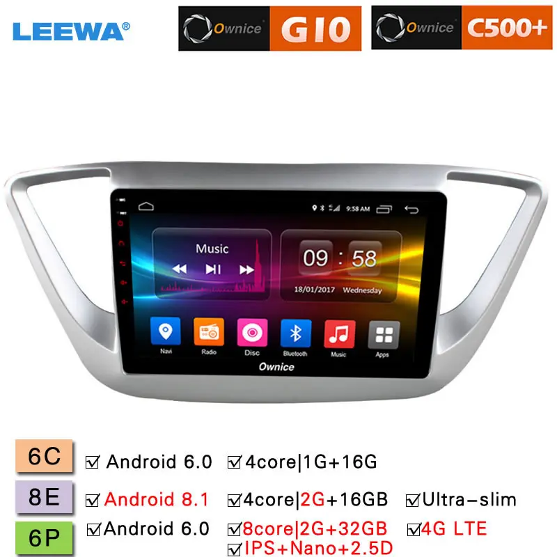 Best LEEWA 9 " Android 8.1 8-Core/DDR3 2G/32G/Support 4G LTE Car Media Player With GPS/FM RDS Radio For Hyundai Verna 2016/Verna 2018 0