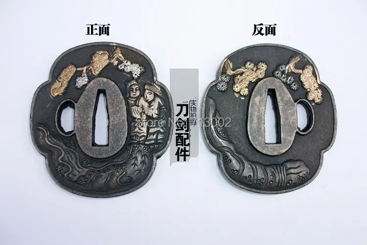 Кованые Tsuba расплавленный японский меч самурая Kirsite Катана Овальный Tsuba