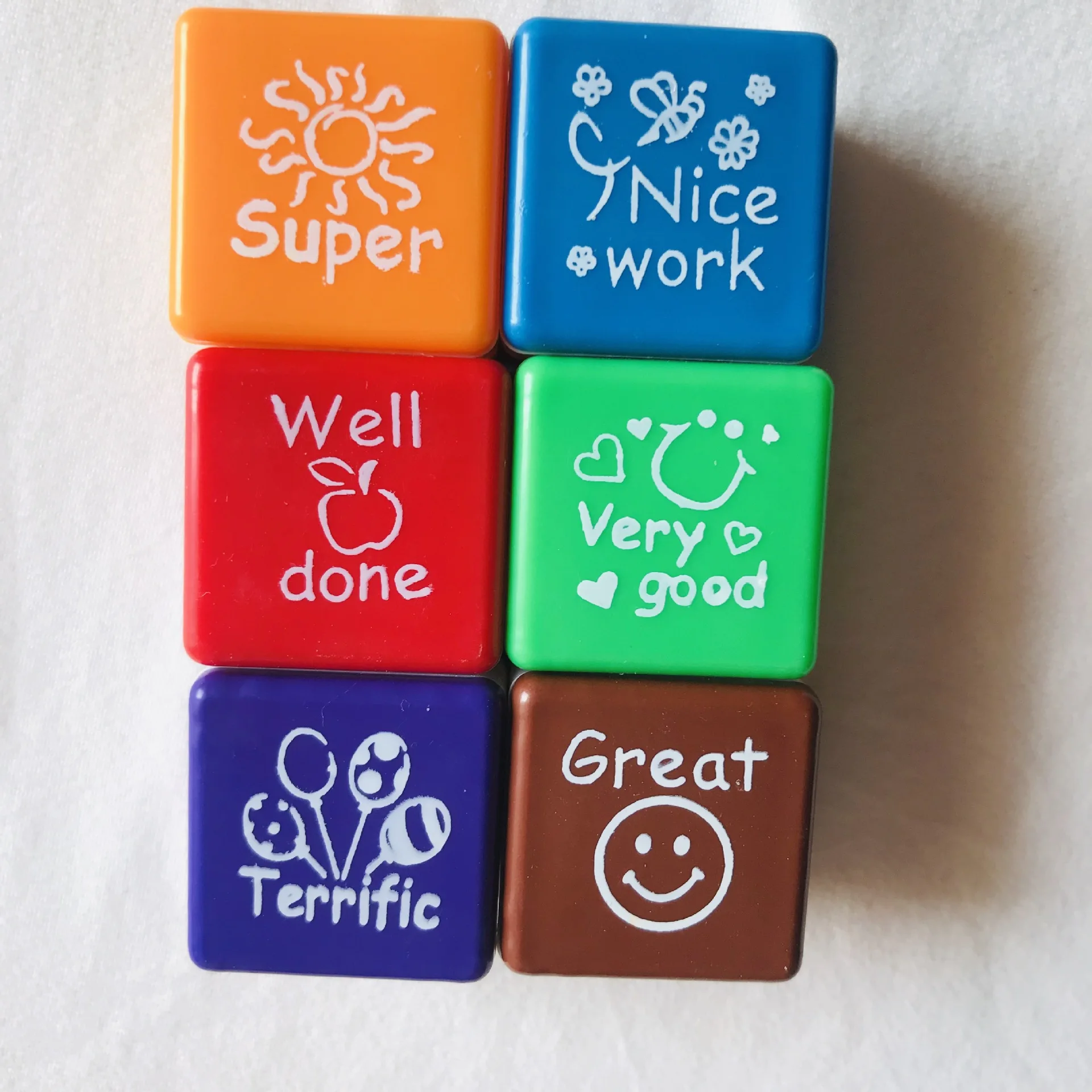  6pc/set Kindergarten Teachers reward Stamper Children School Motivation Praise Reward Stamps Sticke - 33032403337