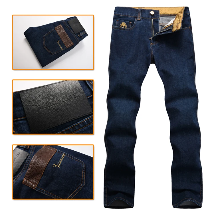 Billionaire italian кутюр мужские джинсы новинка толстые коммерческие модные с вышивкой для отдыха удобные высококачественные - Цвет: Синий
