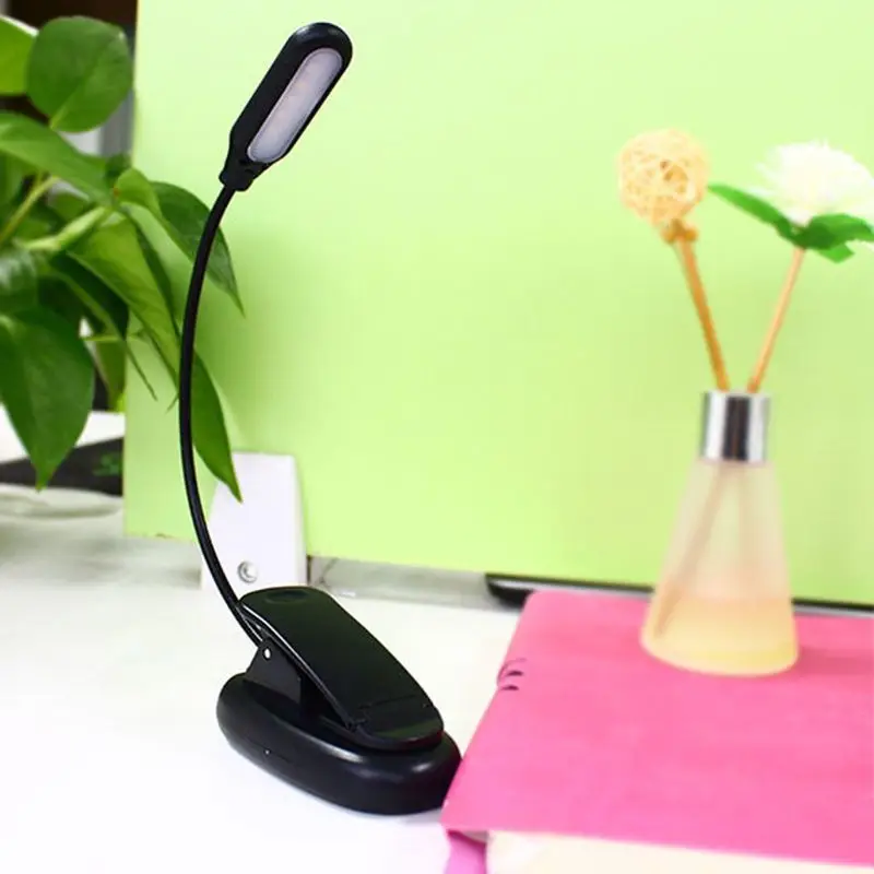 Rechargeable 5 LED Book Light Easy Clip On Lamp Bed ...