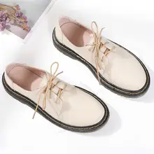 Женские оксфорды в английском стиле; модная Осенняя обувь; женская обувь на плоской подошве с круглым носком; Повседневная Винтажная обувь на платформе; криперы; calzado mujer