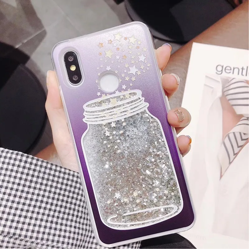 For iphone 8 Case Wishing Bottle Bear Silicone Quicksand Liquid Glitter TPU Soft iPhone XS X 6 6s 7 Plus Cover Coque |